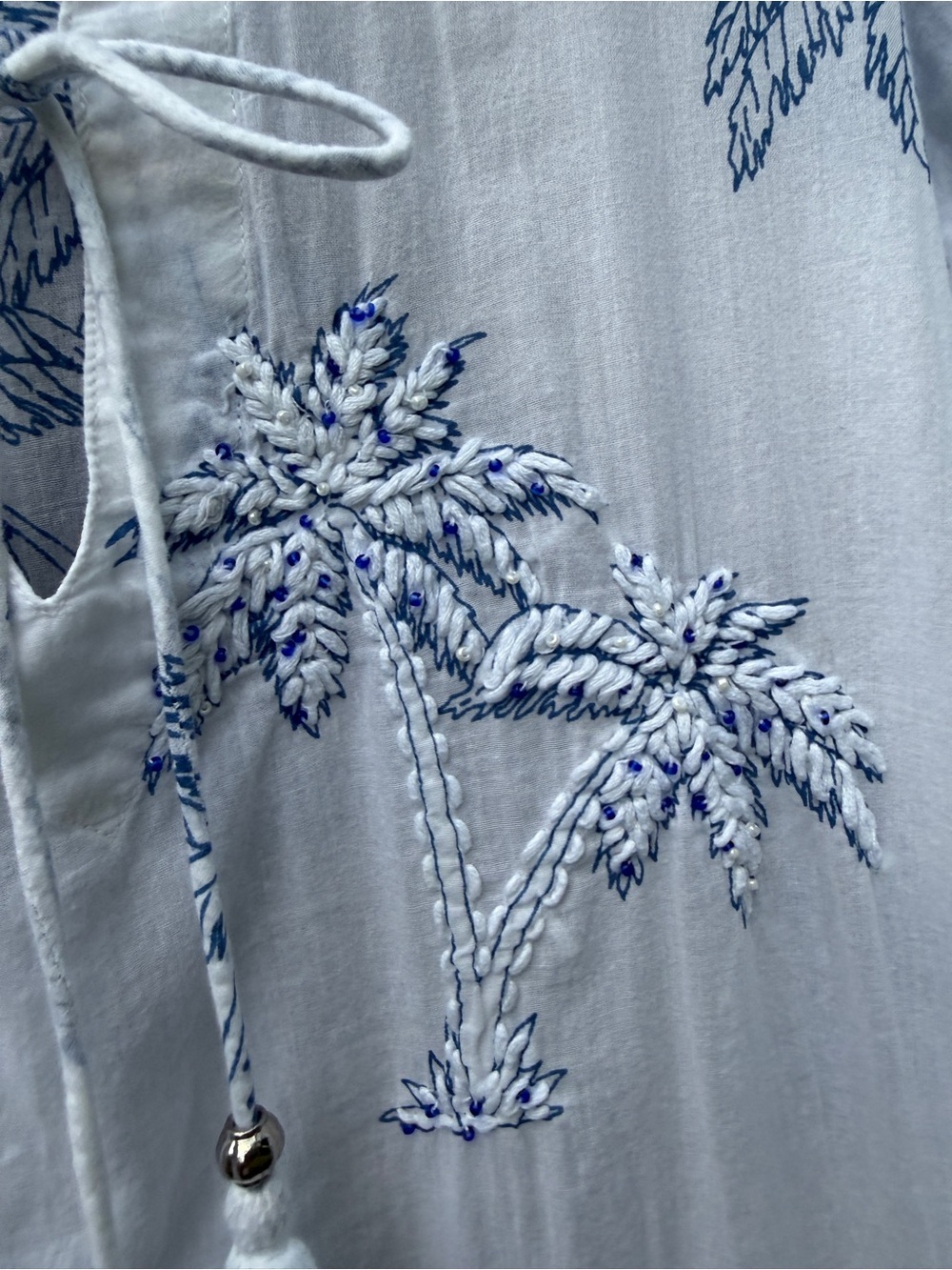 blue island White and Light Blue Palm-Print Women's Swim Cover-Up XL - Picture 4 of 10